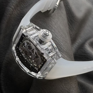 เคสใสลายหัวกะโหลกทันสมัยและหรูหรา พร้อมเข็มเรืองแสง สายยางขนาด 20 มม. นาฬิกาตูร์บิญองแฟชั่นสำหรับผู้ชาย - Product Image 3