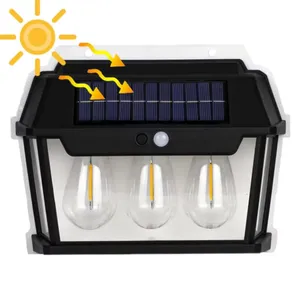 Nouvelle applique murale solaire étanche 3LED extérieure avec induction de fil de tungstène pour l'éclairage nocturne de cour et de jardin