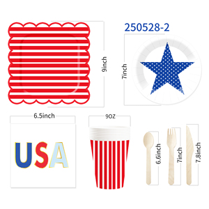 DAMAI - Juego de Artículos para Fiesta del 4 de Julio, Kit con Temática Patriótica para Decoraciones del Día de la Independencia, Platos, Servilletas, Vasos, Pancarta, Mantel - Product Image 5