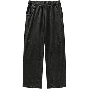 FOXA Pantalon de jogging pour homme en coton délavé à l'acide avec cordon de serrage, style Hip Hop Streetwear, respirant, coupe ample - Product Image 4