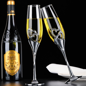 Verre de sécurité noir sans plomb, pour mariages et fêtes, gobelet à double cœur romantique, cannelure en cristal, à <span class=keywords><strong>champagne</strong></span> <span class=keywords><strong>sec</strong></span> - Product Image 5