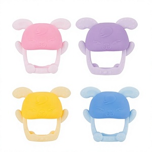 Anneau de dentition pour bébé en silicone, style petit lapin, anti-sucette, apaisant, résistant aux hautes températures, bouillable et à mâcher - Product Image 1