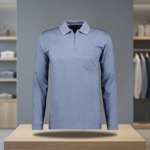 Men's Autumn Knitted Digital Printed <b>Long</b> <b>Sleeve</b> Polyester 200g Shirt Casual Sports <b>Golf</b> <b>Top</b> Zippered Pocket Anti-Wrinkle - Product Image 3