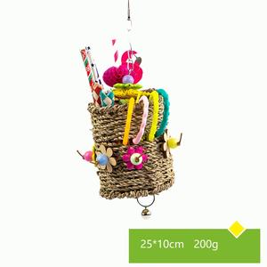 Foraggiamento cesto di erba in legno noci colorato trituratore uccello nido giocattolo grande pappagallo Puzzle giocattolo da masticare - Product Image 2