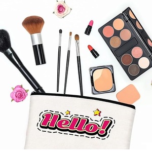 Regalos Logotipo personalizado Impreso Lona Cremallera Bolsa de maquillaje blanca Algodón de lujo Lona pequeña Bolsa de maquillaje Bolsa de cosméticos de viaje Bolsa de lápiz - Product Image 6