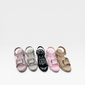 Sandalias Planas Rosas para Niñas con Correa de Hebilla, Zapatos Casuales de Verano para Niñas de 4 a 6 Años, Parte Superior de PVC de Color Sólido, Sandalias Cómodas y a la Moda - Product Image 6