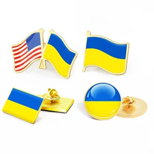 Oneway Wholesale Custom Ukraine flag pins badge brooches Metal Ukrainian lapel pin