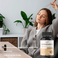 Extrait pur de racine d'Ashwagandha en marque blanche OEM pour adultes – Soutien contre le stress, énergie, vitalité, clarté mentale