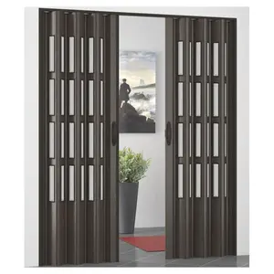 Preço baixo 12mm pvc dobrável porta de vidro interior, porta deslizante de plástico