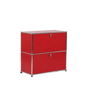 Combinaison modulaire moderne Armoire <span class=keywords><strong>de</strong></span> salon en métal rouge Armoire <span class=keywords><strong>de</strong></span> <span class=keywords><strong>rangement</strong></span> en acier inoxydable à panneau bas avec 2 portes - Product Image 2