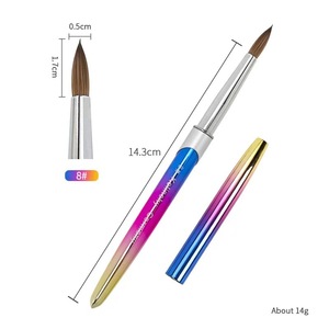 Kolinsky Acrylic Nail <b>Brush</b> Custom Logo Real Sable Hair Gold Metal Handle <b>Round</b> Manicure Salon Building Painting Nail Art Tool - Product Image 6