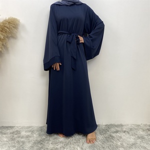 6394# Top Sell Muslim Women Crew Neck Basic Closed Abaya Loose Sleeves Modesty Straight Abayas Dresses 13 Colors - Product Image 2