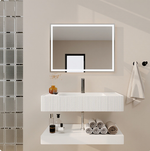 Mobile Bagno Moderno Minimalista con Lavabo in Pietra Artificiale, Montaggio a <span class=keywords><strong>Parete</strong></span>, Doppio Strato Integrato Senza Giunture, Effetto Pelle - Product Image 3