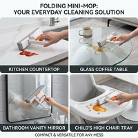 Serpillère mini réutilisable et durable, pliable, auto-essoreuse, séchage rapide, outil de nettoyage pour évier de cuisine, salle de bain, bureau, fenêtre, maison, bureau