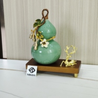 Sculpture de table en céramique en forme de gourde 26x23x11 cm, décor porte-bonheur pour entrée, armoire, bureau, hall d'hôtel, cadeau d'affaires DDP