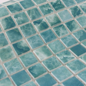 Mosaïque de verre pour <span class=keywords><strong>piscine</strong></span>, surface brillante, émail vert Sukabumi, jet d'encre, forme carrée, prix abordable - Product Image 5