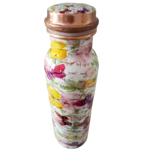Botella de agua de cobre puro con estampado de flores, MEENA - Product Image 6