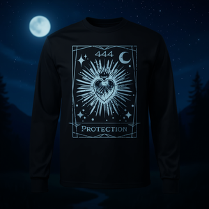 T-Shirt Unisex a Maniche Lunghe con Numero Angelico 444, Protezione Numerologica, Stampa Serigrafica - Product Image 4