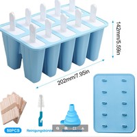Moule à glaces Aikeer en silicone de qualité alimentaire à 12 cavités, pour gâteaux et crèmes glacées, réutilisable, facile à démouler, pour la fabrication de bâtonnets glacés DIY