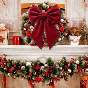 Valla de Navidad Escaleras Barandilla Chimenea Decoración Árbol de Navidad Arcos Terciopelo grande Adorno de Navidad Arco Rojo Arcos de Navidad para árbol - Product Image 4