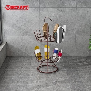 Zapatero <span class=keywords><strong>de</strong></span> Acero <span class=keywords><strong>de</strong></span> <span class=keywords><strong>Doble</strong></span> Capa para Baño, Sala <span class=keywords><strong>de</strong></span> Estar y Dormitorio - Diseño Redondo Moderno que Ahorra Espacio - Product Image 3