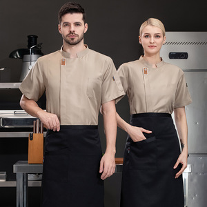 Abito da cuoco estivo a manica corta personalizzato <span class=keywords><strong>per</strong></span> <span class=keywords><strong>ristorazione</strong></span> Hotel ristorante e cucina <span class=keywords><strong>abiti</strong></span> da lavoro <span class=keywords><strong>per</strong></span> pasticceria - Product Image 3