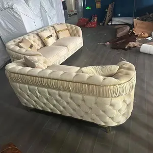Lüks Chesterfield kadife kumaş kanepe oturma odası mobilya kanepe seti kesit kanepeler adet tasarım
