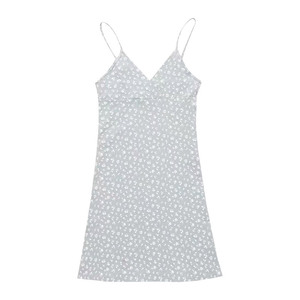 Collection d'été : Robe Halter Imprimée à Motif Floral, Col en V, Taille Cintrée, Couleur Unie, Style Rétro Décontracté - Product Image 6