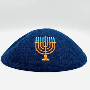 اليهودية اليهودية جودايكا كروشيه الكبة محبوك الكبة Yarmulke Kipa Yarmulka مخصص Kippot مع شعار مطرز