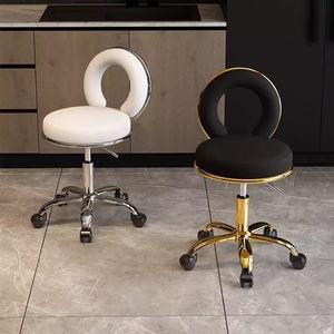 Modern Adjustable Barber Chair Swivel Salon <b>Stool</b> PU Leather Rolling <b>Seat</b> Metal Base for Beauty Studio - Product Image 1
