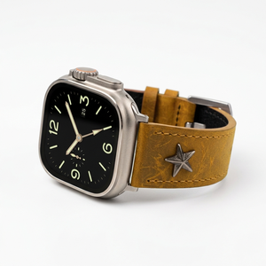 Bracelet de montre vintage en cuir véritable clouté style punk, fait main, en cuir de vachette Crazy Horse de qualité supérieure pour Apple Watch - Product Image 4