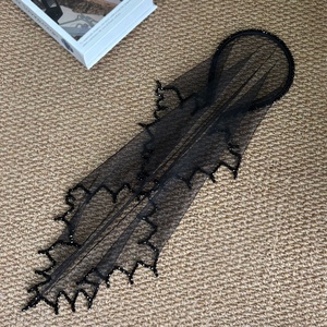 long <b>black</b> crystal mesh headband handmade beaded bag <b>veil</b>, fashion dress accessories - Product Image 2