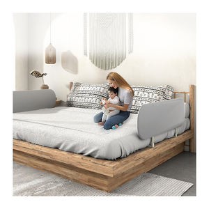 מתכווננת שתי רכבת מיטה ניידת קלה להתקנה בצד מתקפל מחסום בטיחות מתכת לילדים ותינוקות סתיו העונה - Product Image 4