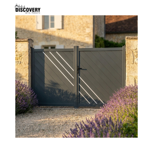 Portail double moderne en aluminium à lattes horizontales, coupe-vent, pour <span class=keywords><strong>allée</strong></span> extérieure - Product Image 3