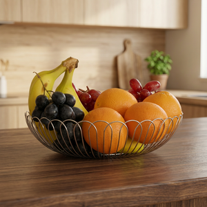 Panier à fruits en fil métallique rond, minimaliste, pour rangement de cuisine, facile à nettoyer, bol en métal à un seul niveau - Product Image 4