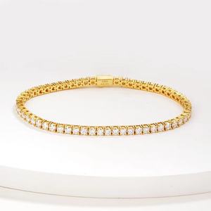 Bracelet tennis en moissanite certifiée Sier GRA 4 mm plaqué or jaune, style classique, bracelets et joncs chrétiens - Product Image 1