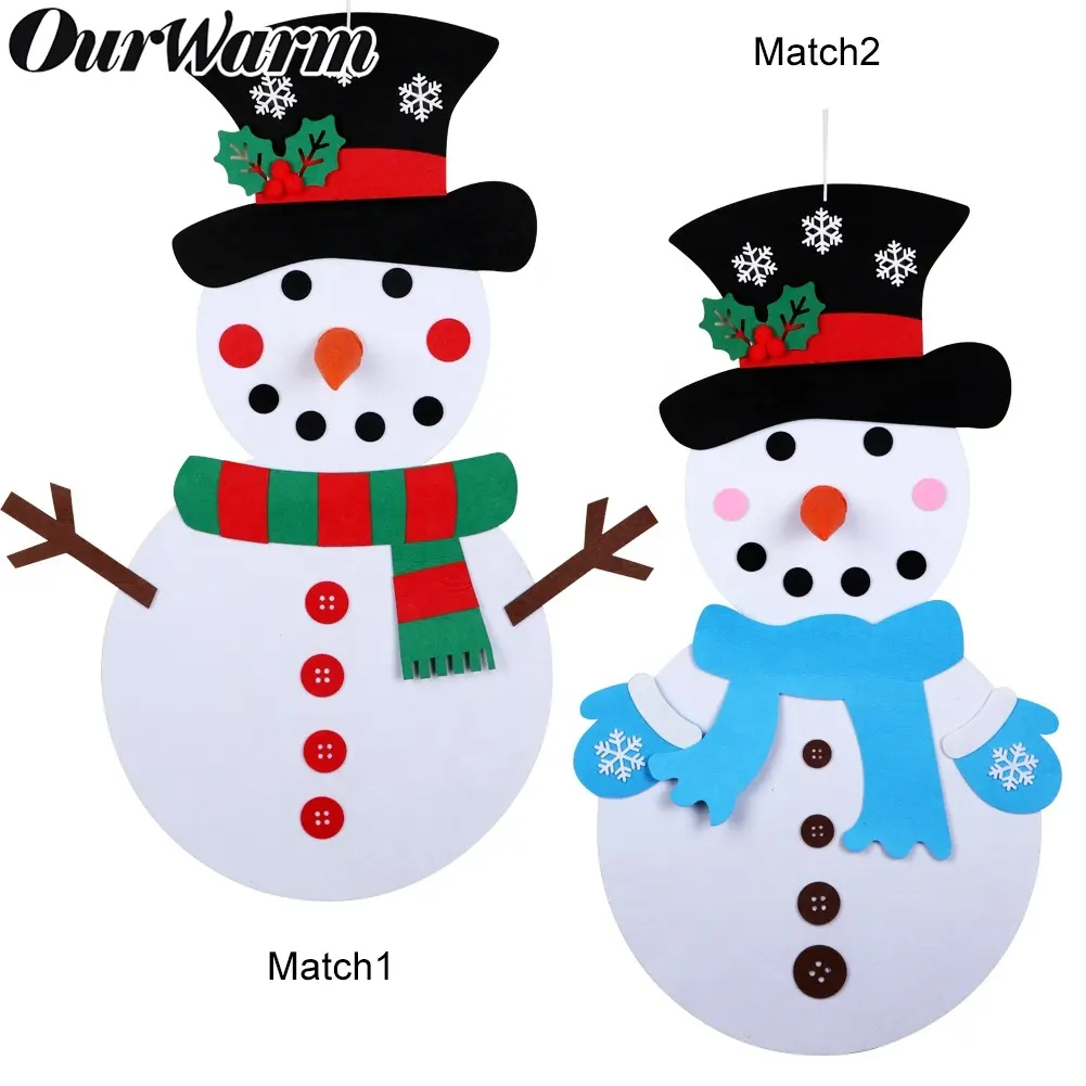 Ourwarm Amazon Meest Populaire 31Pcs Afneembare Ornamenten Diy Vilt Kerst Sneeuwpop Voor Peuters