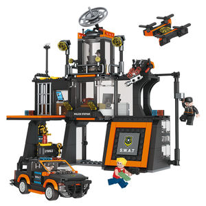 Bloques de construcción de la <span class=keywords><strong>serie</strong></span> de la ciudad de fabricación china Unisex montar <span class=keywords><strong>Swat</strong></span> edificio-coche de policía helicóptero ABS plástico 1:50 modelo Juguetes - Product Image 5