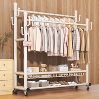 Porte-vêtements multifonction à double tringle, séchoir à linge, pour chambre à coucher, usage domestique, salon, tringle à vêtements en métal