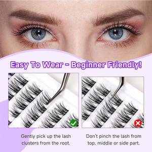 Pestañas de Anime Personalizadas con Efecto Mojado, Grupos de Pestañas de Manga Individuales, Estilo DIY, Curvatura D, con Banda Ultrafina, 20 mm de Longitud - Product Image 3