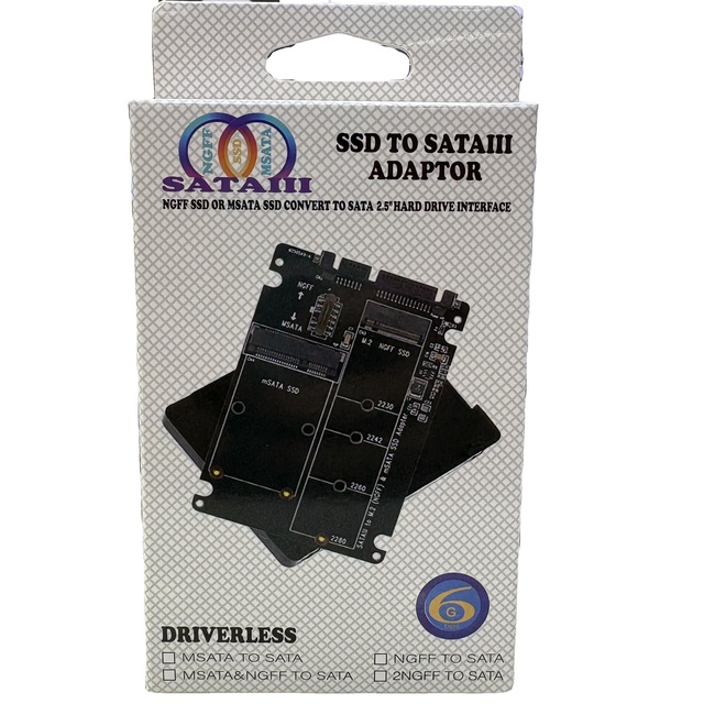 M.2 NGFF & MSATA to 2.5" SATA HDD Adapter Card, for Desktop/Laptop, 6Gbps Speed