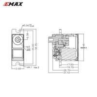 Servomoteur numérique EMAX ES3054 3,5 kg 23T à engrenages métalliques pour modèles d'avions F3A 3D, ailes fixes, VTOL, planeurs, jets et turboréacteurs