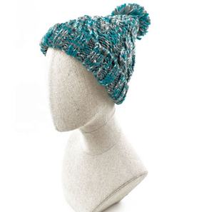 Mode féminine bicolore gros Islande AB fil côtelé tricoté haut <span class=keywords><strong>pompon</strong></span> <span class=keywords><strong>Bonnet</strong></span> pour les affaires de plage avec des arcs de Camouflage - Product Image 4