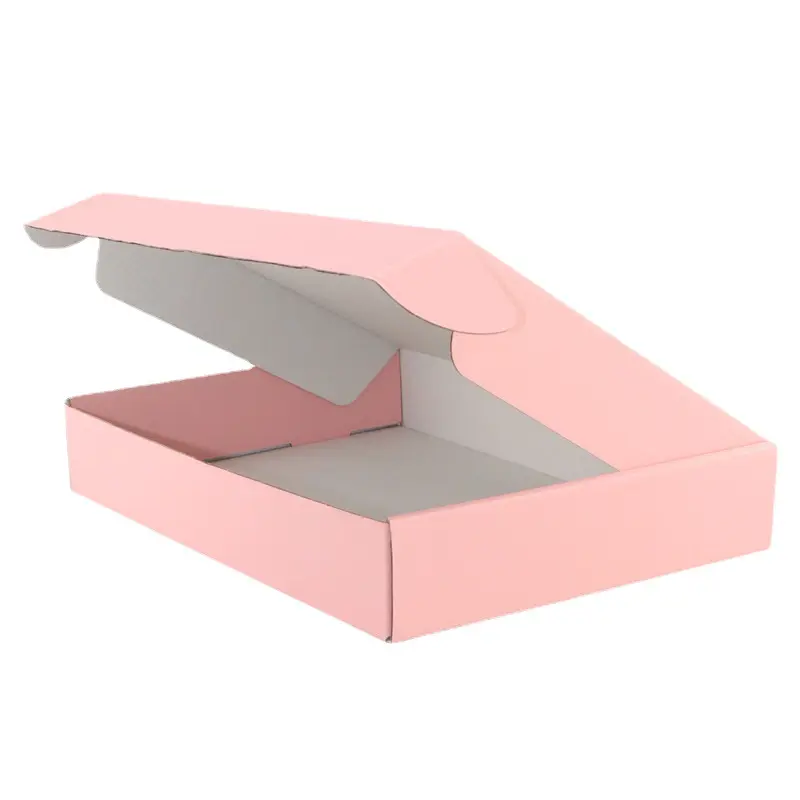 กล่องกระดาษใส่เสื้อผ้าพิมพ์ลายสีชมพูธรรมดาสามารถเพิ่มโลโก้เสื้อผ้ากระดาษจดหมายกล่องกระดาษแข็ง