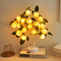 Großhandel Rosa Künstlicher Rosen-Bonsai-Baum LED-Lampe Flexibler Biegbarer Zweig Innenraum-Ambientelicht Feiertagsdekoration