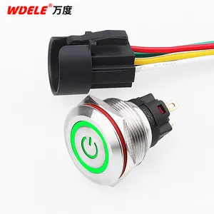 22mm Waterproof Momentary Lock Led Switch 12/24/220V Metal Push Button Switch With LED 5A Current Controller