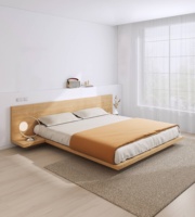 Lit tatami en bois au design moderne, lit flottant à plateforme basse de style japonais, taille double, queen, king