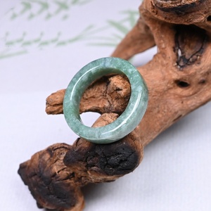 천연 15mm ~ 22mm 녹색 미얀마 버마 진짜 옥 반지 천연석 - Product Image 4