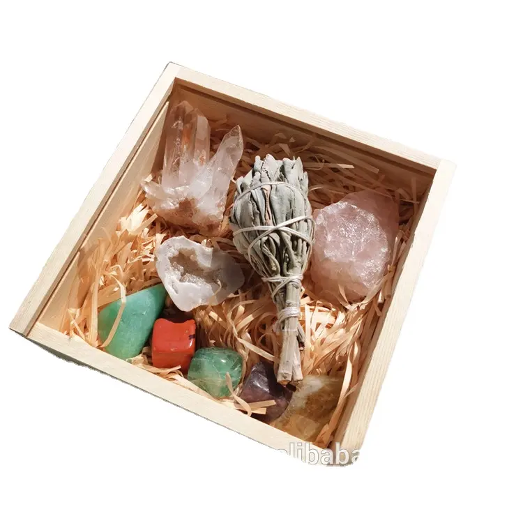 Robin Crystal Wholesale Abundance and Prosperity Chakra Gemstone Crystal Gift Box Kit for Therapy Healing