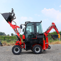 MR15-10 Mini Backhoe Loader 42KW Diesel Wheel Loader Bucket Depan Kapasitas 0.45CBM 3500kg Peralatan Konstruksi